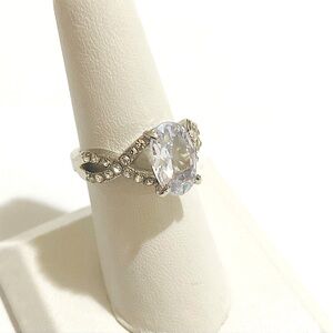 White Oval Cubic Zirconia Ring